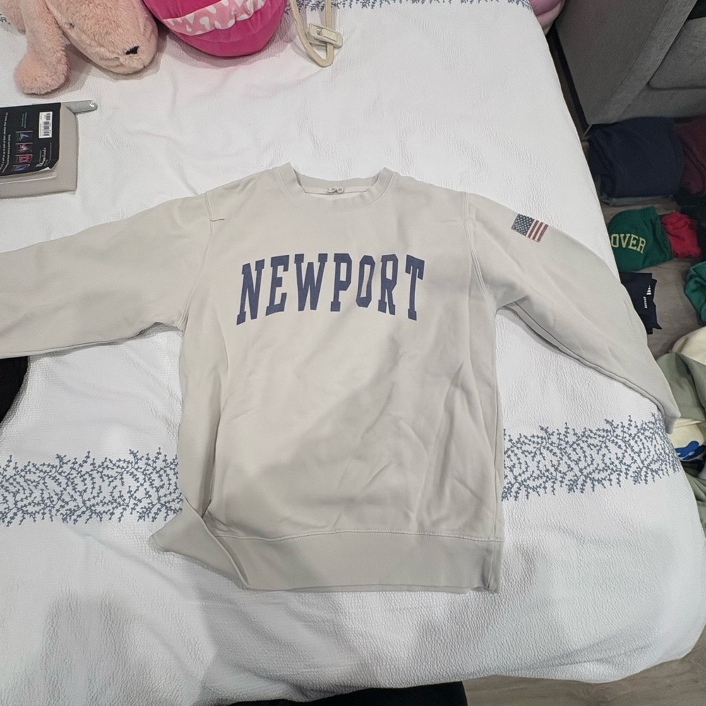 Brandy Melville Cream and Blue Newport Sweatshirt